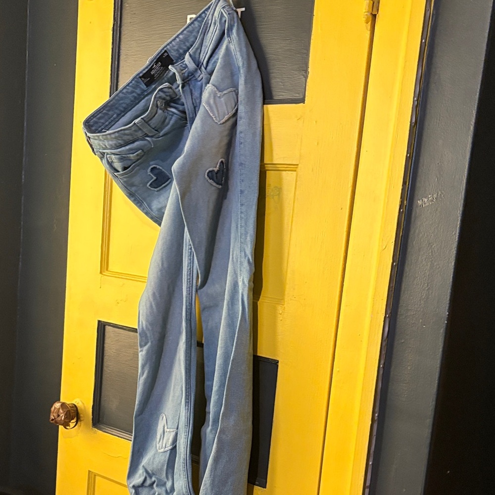 Hollister Light Blue Jeans with Heart Accents